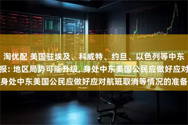 淘优配 美国驻埃及、科威特、约旦、以色列等中东多国大使馆发布安全警报: 地区局势可能升级, 身处中东美国公民应做好应对航班取消等情况的准备